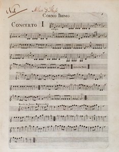Frontispice van de partituur van Zes concerten in 8 delen door G B Sammartini en J A Hasse door Unknown artist
