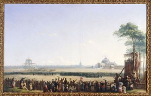 Fête du 10 mei 1852 op Champ-de-Mars, uitreiking van de adelaars en zegen van de vlaggen