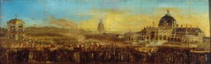 Feest van 10 mei 1852, op het Champ-de-Mars; vertrek van de Prins-President, na de zegen van de vlaggen. Huidig 7e arrondissement, Parijs, tussen 1847 en 1857