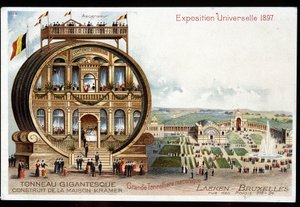 Gigantisch vat - Maison Kramer - Wereldtentoonstelling van 1897 in Brussel door Unknown artist