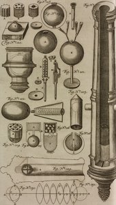 Granaten en kanonnen met mondstuklading voor het lanceren van granaten, gravure uit Grand Art d