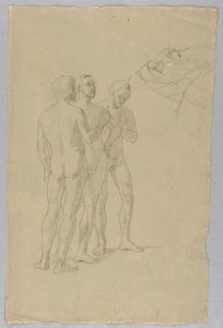 Groep van drie mannelijke naakten door Unknown artist
