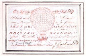 Half guinea ticket voor ballonvaart op Tottenham Court Road, Londen, 23 maart 1785 door Unknown artist