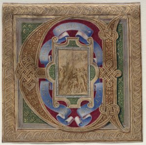 Geïllustreerde initiaal (E) uit het Colonna-missaal: Het martelaarschap van St. Stefanus door Unknown artist