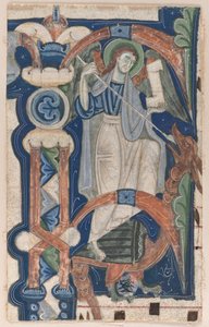 Geïllustreerde Initiaal (P) Uitgesneden uit een Koorboek: St. Michael en de Draak