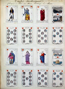 Historische speelkaarten die grote personages uit de geschiedenis, kunst, literatuur, religie voorstellen door Unknown artist