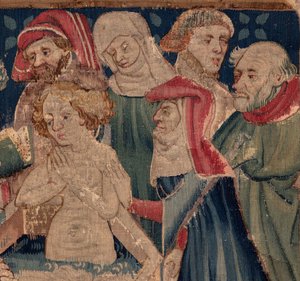 Geschiedenis van Sint Piat en Sint Eleuthère, Scene 13: doop van Blanda. Detail