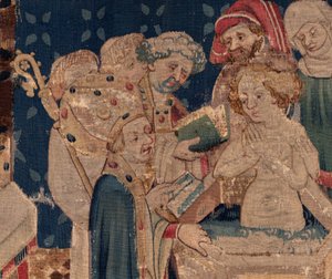 Geschiedenis van Sint Piat en Sint Eleuthère, Scene 13: Doop van Blanda (detail) door Unknown artist