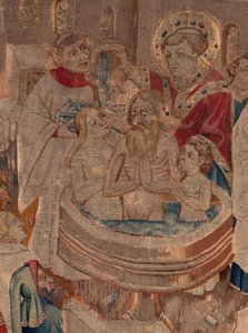 Geschiedenis van Sint Piat en Sint Eleuthère, Scene 6 Detail midden. Doopscène