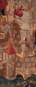 Geschiedenis van Sint Piat en Sint Eleuthère, Scene 6 Detail midden links. Een man