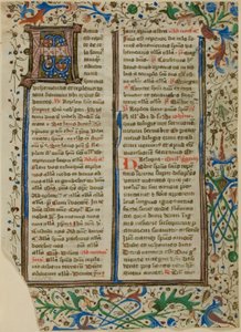 Verlichte initiaal "H" uit een psalter of brevier door Unknown artist