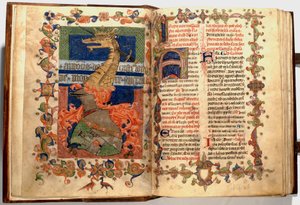 Verluchtingen uit ff.8v en 9r van het Missaal bekend als de "Dragone" door Unknown artist
