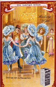 Illustratie voor de "Vrolijke Weduwe" door Franz Lehar, Hongaarse componist (1870-1948). Act II. door Unknown artist