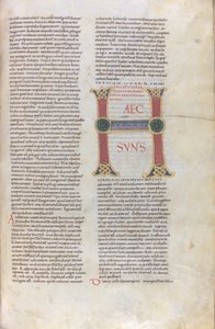 Incipit van het Boek Deuteronomium, Capulettera met de inscriptie Haec zon, 11e eeuw (miniatuur, vliezig handschrift)