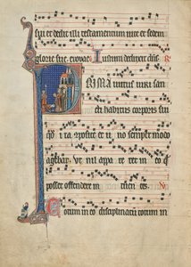 Beginletter P: Sint Bernardus toont de hostie aan Willem van Aquitanië