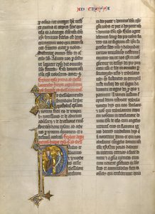 Beginletter P: Sint Paulus en een priester door Unknown artist