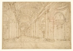 Interieur van de Sint-Pietersbasiliek door Unknown artist