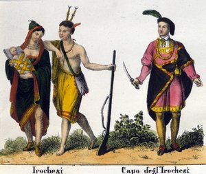 Irokezen-indianen van de Verenigde Staten van Amerika. Lithografie uit het begin van de 19e eeuw door Unknown artist