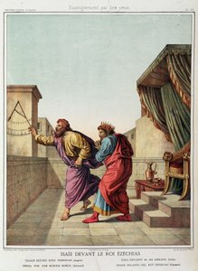 Jesaja voor koning Hizkia in “Heilige Geschiedenis”, ed. Hachette door Unknown artist