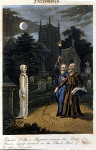 John Dee en Edward Kelly roepen een geest op. 1825. Bibl. Morando, Milaan door Unknown artist