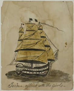 Joshua drijvend met de meisjes door Unknown artist