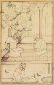 Kabir en Twee Volgelingen op een Terras (recto) door Unknown artist