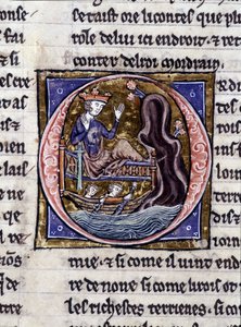 Koning Modreius. Manuscript: Verovering van de Heilige Graal, geschreven 717 jaar na de passie van onze heer. Bibliotheque municipale de Rennes, ms. 255 (Collectie van romans van de Ronde Tafel); Parijs door Unknown artist