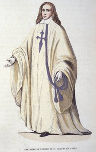 Ridder van de Orde van Sint Jacob van het Zwaard, militaire orde opgericht in Spanje in 1170. Gravure uit de 19e eeuw. door Unknown artist