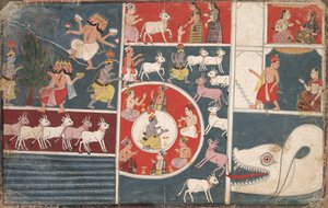Krishna Speelt de Fluit en andere Episodes uit de Bhagavata Purana door Unknown artist