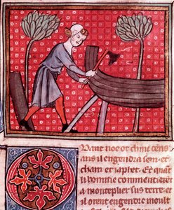 De bouw van de ark van Noach (detail)