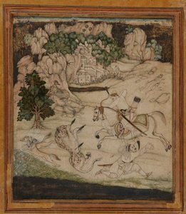 Landschap - een jachtscène door Unknown artist