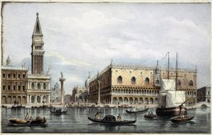 Le mole vu du canal - in "Album of the main views of Venice", ill. door Marco Moro, uitgegeven door Gio Brizeghel, ca. 1840 door Unknown artist