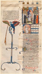 Blad uitgesneden uit een "Decretum" door Gratianus: Initiaal C[anonici cuiusdam ecclesiae] met een zittende geestelijke door Unknown artist