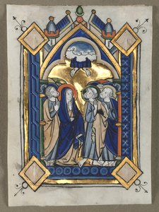 Blad uitgesneden uit een psalter: De hemelvaart door Unknown artist