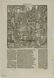 Blad uit Opera van Virgilius (naar de Strasbourg Virgil, 1502), plaat 90 uit Houtsneden uit boeken van de XVI eeuw