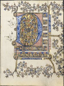 Blad uit een getijdenboek: Initiaal D door Unknown artist