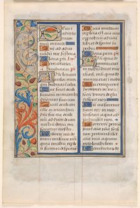 Blad uit een Getijdenboek: Tekst met geïllustreerde rand (verso)