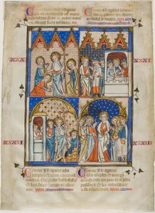 Blad uit een voorstellingencyclus: Christus verschijnt aan de drie Maria