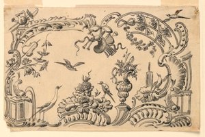 Blad met motieven voor versieringen van snuifdozen door Unknown artist