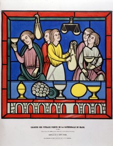 Les changeurs du Mans - Geschilderd glas-in-loodraam van de kathedraal van Le Mans door Unknown artist