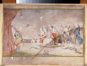 De keizerin Catharina II met haar familie en hovelingen door Unknown artist