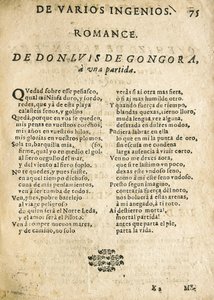 Luis de Góngora y Argote, "Romance a una partida" (prent) door Unknown artist