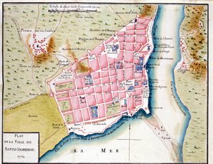 Manuscriptkaart van de stad Santo Domingo door Unknown artist