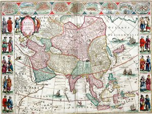 Kaart van Azië uit de Bleau Atlas door Unknown artist