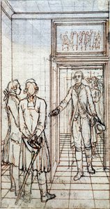 Ontmoeting van Goethe en Jung Stilling in Straatsburg. 19e eeuwse tekening door Unknown artist