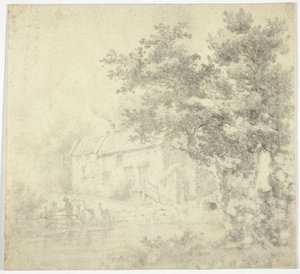 Molen (recto); Boom (verso) door Unknown artist