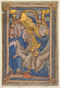 Miniatuur uit een Compendium van Heiligenlevens: Sint-Catharina van Alexandrië in Dispuut met de Vijftig Filosofen