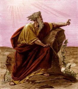 Mozes bekijkt het Beloofde Land vanaf Pisga, berg Nebo door Unknown artist
