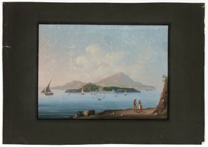 Napels met Vesuvius door Unknown artist