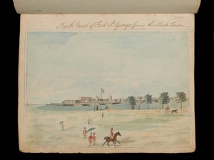 Noordelijk uitzicht op Fort St George met uitzicht op de zwarte stad, c.1800 (aquarel) door Unknown artist